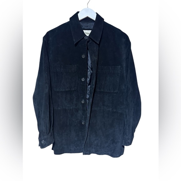 Trendy Unisex Shacket Shirt Jacket Suede Rugged Black Small Boho Chic - Picture 3 of 15